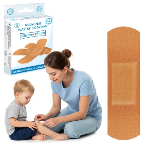 Plastry opatrunkowe dla dzieci wodoodporen Testeo dla całej rodziny 12 szt.