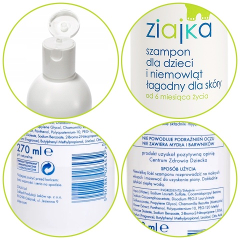 Szamon do włosów dla dzieci niemowląt rumianek prowitamina B5 Ziajka 270 ml