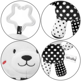 Miś pluszowy zabawka sensoryczna kontrastowa zawieszka przytulanka Akuku