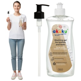 Płyn do mycia butelek smoczków zabawek żel Akuku 500 ml + pompka gratis