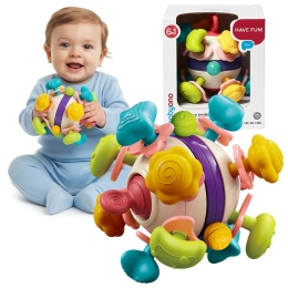 Gryzak dla niemowląt sensoryczy BabyOno Star Ball na ząbkowanie z dźwiękiem
