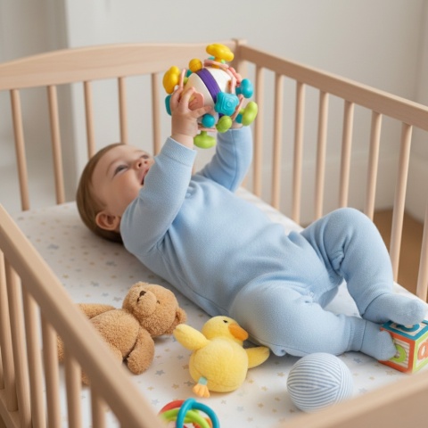 Gryzak dla niemowląt sensoryczy BabyOno Star Ball na ząbkowanie z dźwiękiem