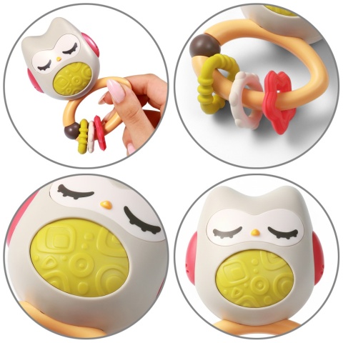 Grzechotka dla niemowląt sensroyczna z dźwiękiem gryzak silikonowy Babyono