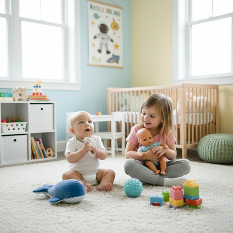 Grzechotka dla niemowląt sensroyczna z piłeczkami gryzak silikonowy Babyono