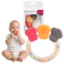 Grzechotka dla niemowląt okrągła gryzak sensoryczny silikonowy Babyono