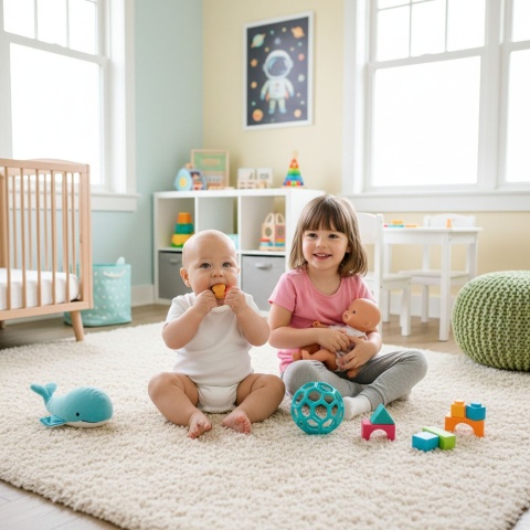 Grzechotka dla niemowląt okrągła gryzak sensoryczny silikonowy Babyono