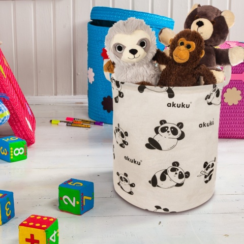 Kosz na zabawki Akuku składany bawełniany z uchwytami wodoodporny 45 l ecru