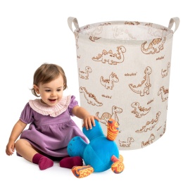 Kosz na zabawki Akuku składany bawełniany z uchwytami wodoodporny 45 l beż