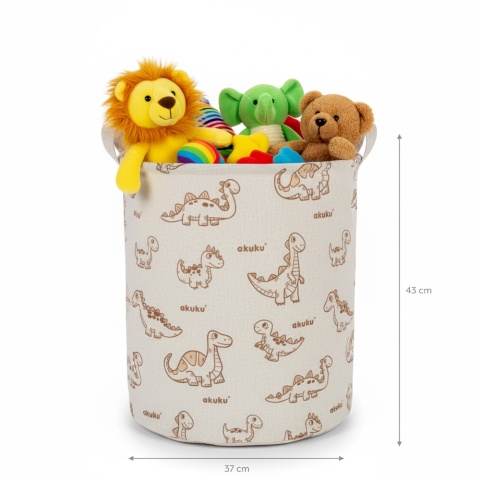 Kosz na zabawki Akuku składany bawełniany z uchwytami wodoodporny 45 l beż