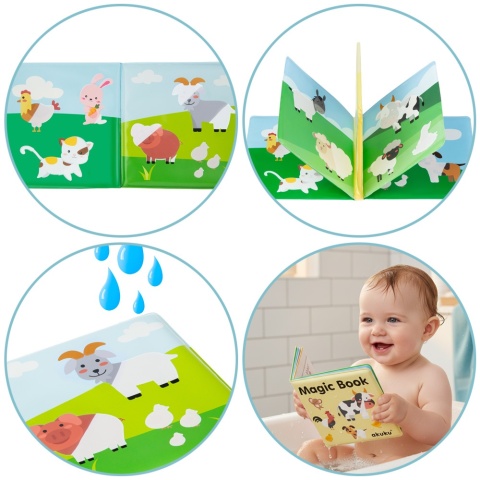 Książeczka sensoryczna Akuku magiczna edukacyjna miękka do wody Magic Book