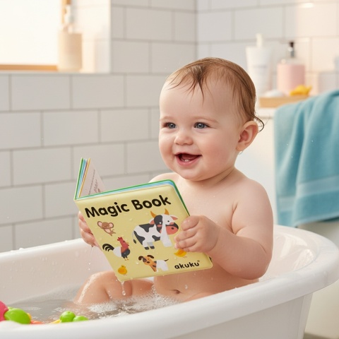 Książeczka sensoryczna Akuku magiczna edukacyjna miękka do wody Magic Book