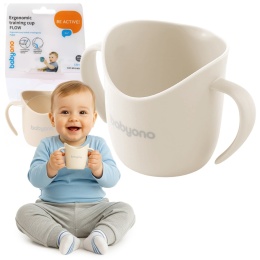 Kubek treningowy dla dzieci BabyOno Flow z uchwytami 120 ml beżowy 12m+