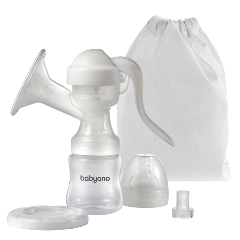Laktator ręczny z regulacją siły ssania Babyono butelka do karmienia 150 ml