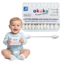 Patyczki do uszu dla niemowląt dzieci Akuku papier biodegradowalne 60 szt.