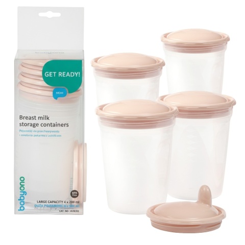 Pojemniki do przechowywania pokarmu mrożenia wielorazowe BabyOno 4x200 ml