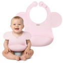 Śliniak silikonowy Babyono z kieszenią regulacją i ramionkami różowy 6+