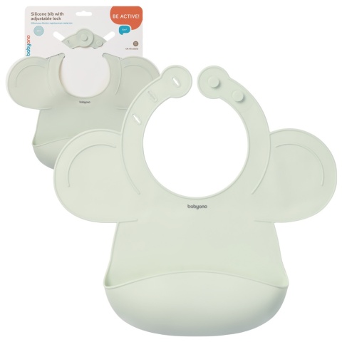 Śliniak silikonowy Babyono z kieszenią regulacją i ramionkami zielony 6+