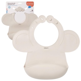 Śliniak silikonowy Babyono z kieszenią regulacją i ramionkami beżowy 6+