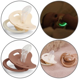 Smoczek uspokajający anatomiczny BabyOno silikon świeci 0m+ 2pak brąz beż
