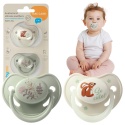 Smoczek uspokajający anatomiczny BabyOno silikon świeci 6m+ 2pak sage ecru