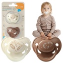 Smoczek uspokajający anatomiczny BabyOno silikon świeci 18m+ 2pak brąz beż