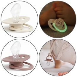 Smoczek uspokajający anatomiczny BabyOno silikon świeci 18m+ 2pak brąz beż