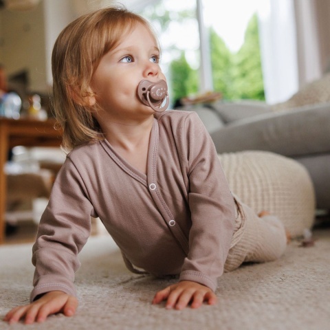 Smoczek uspokajający anatomiczny BabyOno silikon świeci 18m+ 2pak brąz beż