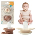 Smoczek uspokajający symetryczny BabyOno silikon świeci 0m+ 2pak beż brąz
