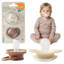 Smoczek uspokajający symetryczny BabyOno silikon świeci 18m+ 2pak brąz beż