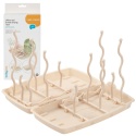 Suszarka do butelek i smoczków Babyono składana z podstawką 12 uchwytów beż