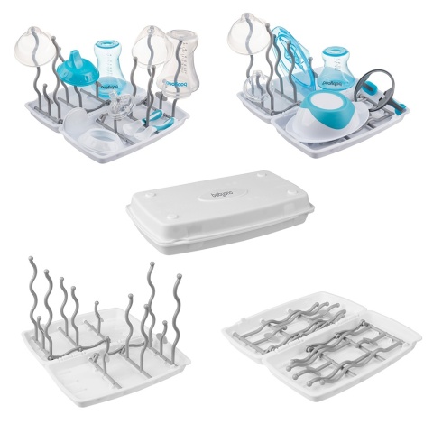 Suszarka do butelek i smoczków Babyono składana z podstawką 12 uchwytów