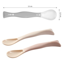 Łyżeczki elastyczne sztućce dla dzieci Babyono do karmienia i nauki beż róż