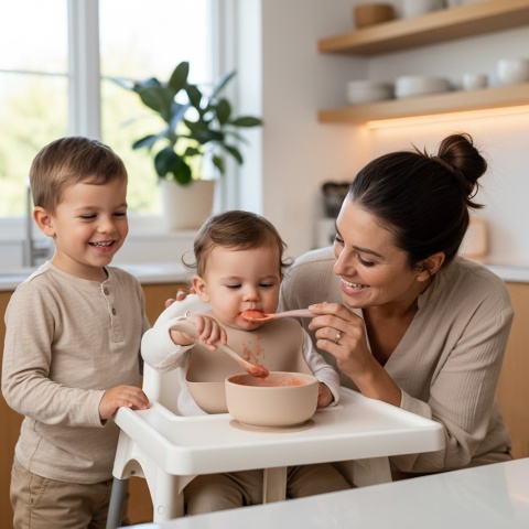 Łyżeczki elastyczne sztućce dla dzieci Babyono do karmienia i nauki beż róż