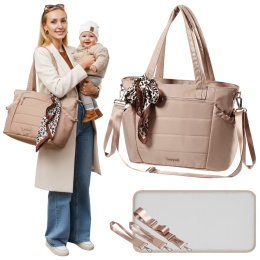 Torba do wózka szpitala dla mamy i dziecka do samolotu Babyono Cami beżowa