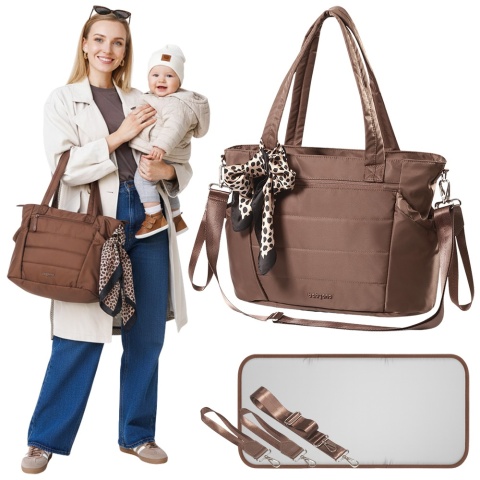 Torba do wózka szpitala dla mamy i dziecka do samolotu Babyono Cami brązowa