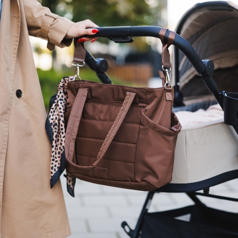 Torba do wózka szpitala dla mamy i dziecka do samolotu Babyono Cami brązowa