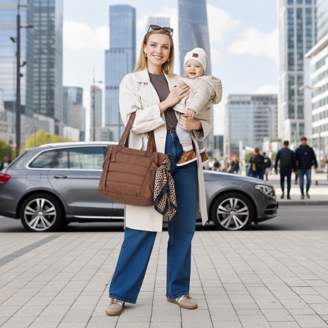 Torba do wózka szpitala dla mamy i dziecka do samolotu Babyono Cami brązowa