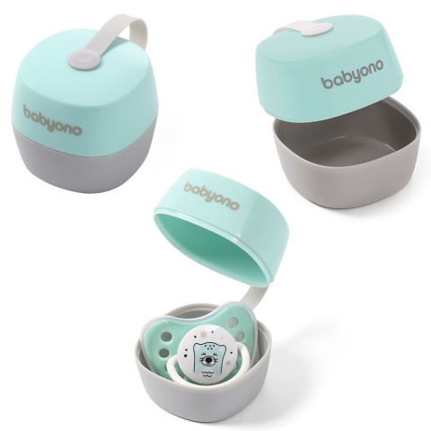 Etui na smoczek BabyOno pojemnik uniwersalny na spacer zamykany miętowy