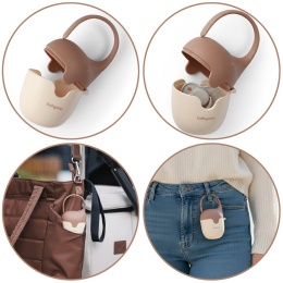 Etui na smoczek BabyOno pojemnik uniwersalny z mocowaniem beżowy słonik