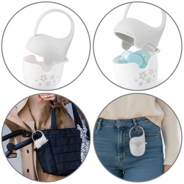 Etui na smoczek BabyOno pojemnik uniwersalny z mocowaniem biały słonik