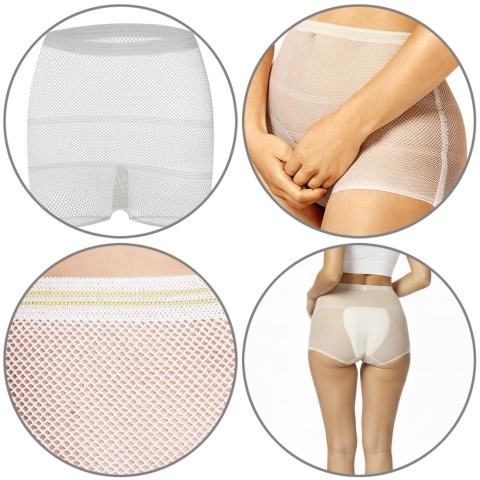 Majtki poporodowe Akuku wielorazowe komfortowe siateczka M do 90 cm 2pak