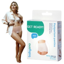 Majtki poporodowe Babyono wielorazowe przewiewne delikatne 125 cm XXL 2pak