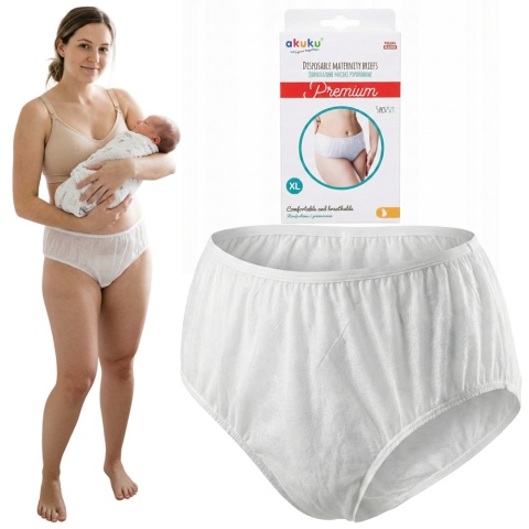Majtki poporodowe jednorazowe Akuku oddychające elastyczne XL do 108cm 5pak