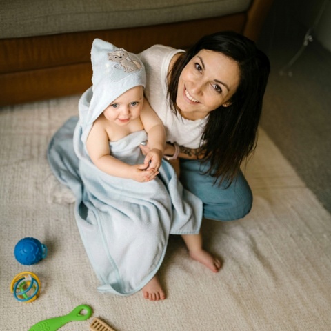 Ręcznik kąpielowy Babyono dla dzieci z kapturem bambus 100x100 lisek