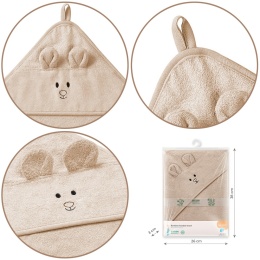 Ręcznik kąpielowy Babyono dla dzieci z kapturem hipoalergiczny 100x100 brąz