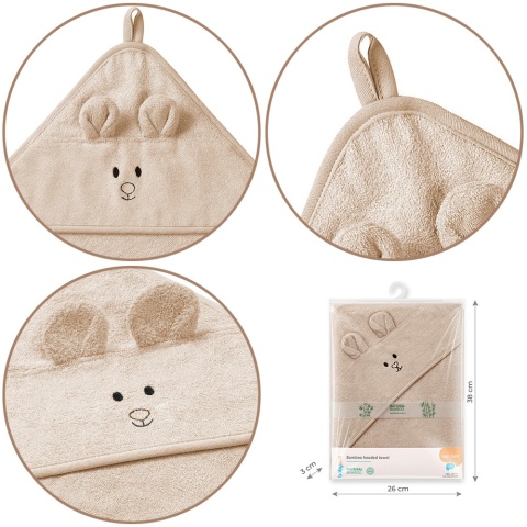 Ręcznik kąpielowy Babyono dla dzieci z kapturem hipoalergiczny 100x100 brąz