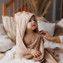 Ręcznik kąpielowy Babyono dla dzieci z kapturem hipoalergiczny 100x100 brąz