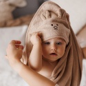 Ręcznik kąpielowy Babyono dla dzieci z kapturem hipoalergiczny 100x100 brąz