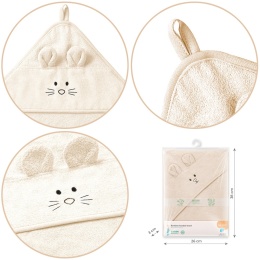 Ręcznik kąpielowy Babyono dla dzieci z kapturem hipoalergiczny 100x100 ecru