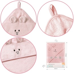 Ręcznik kąpielowy Babyono dla dzieci z kapturem hipoalergiczny 100x100 róż